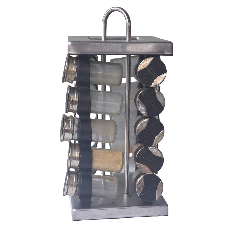 Olde Thompson Counter Revolving Spice Rack 17 Glass Jars Caps Lids No Spices